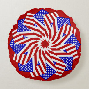 USA Flag-Teabag Folding 3-ROUND THROW PILLOW
