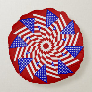 USA Flag-Teabag Folding 5-ROUND THROW PILLOW