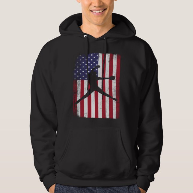 USA Flag Team Softball 4th of July Hoodie (Front)