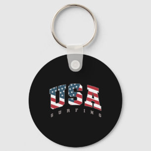 Usa Flag Team Surf Support Athlete Surfing Women K Keychain