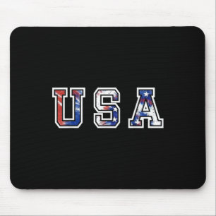 Usa Flag Tee Shirt For Women 4th Of July Memorial Mouse Pad