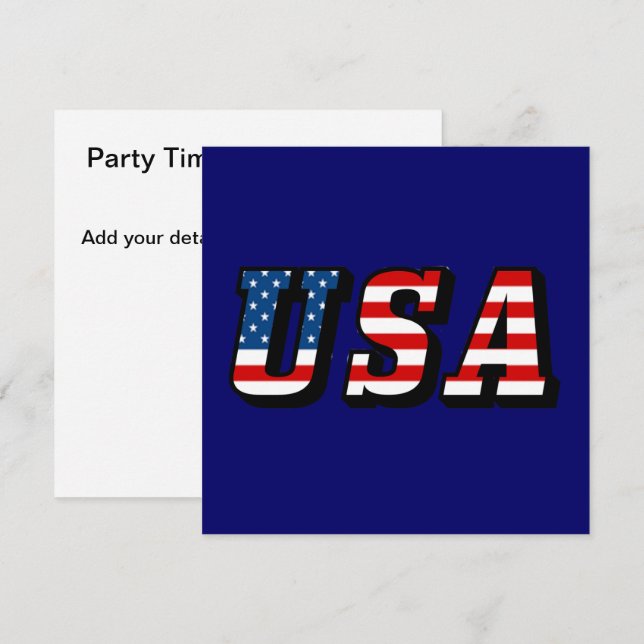 USA Flag Text Invitation (Front/Back)