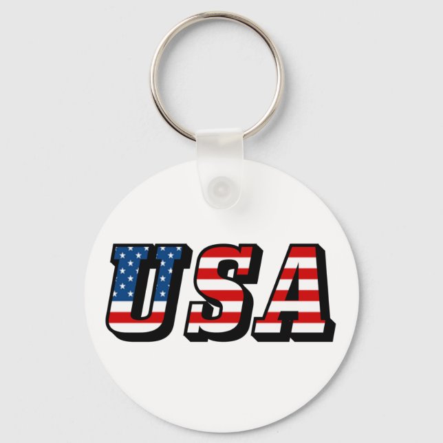 USA Flag Text Keychain (Front)