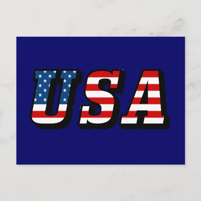 USA Flag Text Postcard (Front)
