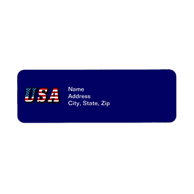 USA Flag Text Return Address Label (Front)