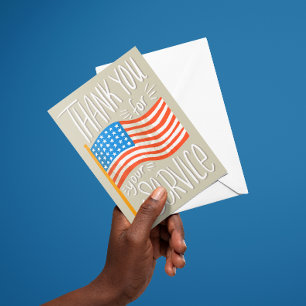 USA Flag Thank You for Your Service Card