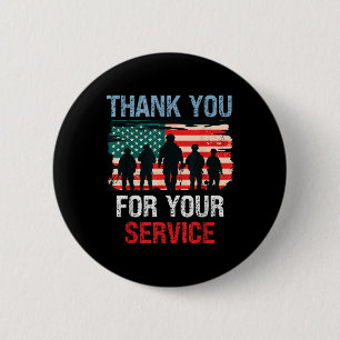 Usa Flag Thank You For Your Service - Memorial 2 Inch Round Button