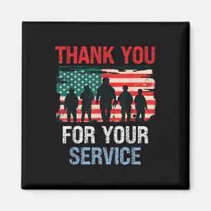 Usa Flag Thank You For Your Service - Memorial Magnet