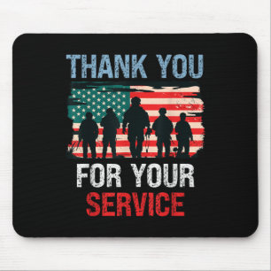 Usa Flag Thank You For Your Service - Memorial Mouse Pad