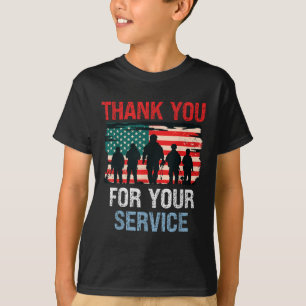 Usa Flag Thank You For Your Service - Memorial T-Shirt