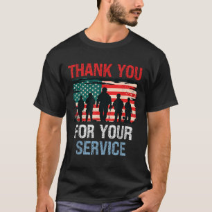 Usa Flag Thank You For Your Service - Memorial T-Shirt