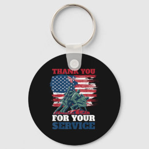 Usa Flag Thank You For Your Service - Veterans Keychain