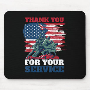 Usa Flag Thank You For Your Service - Veterans Mouse Pad
