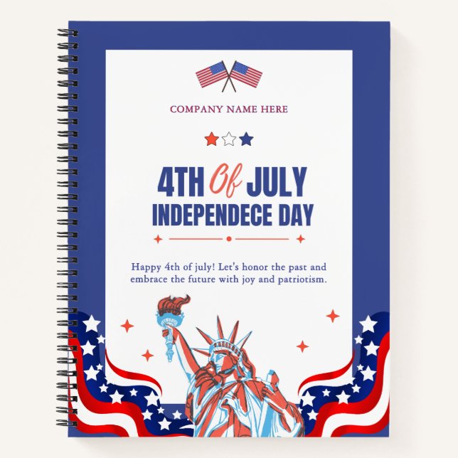 USA Flag Theme Corporate Office Custom 4th of July Notebook (Front)