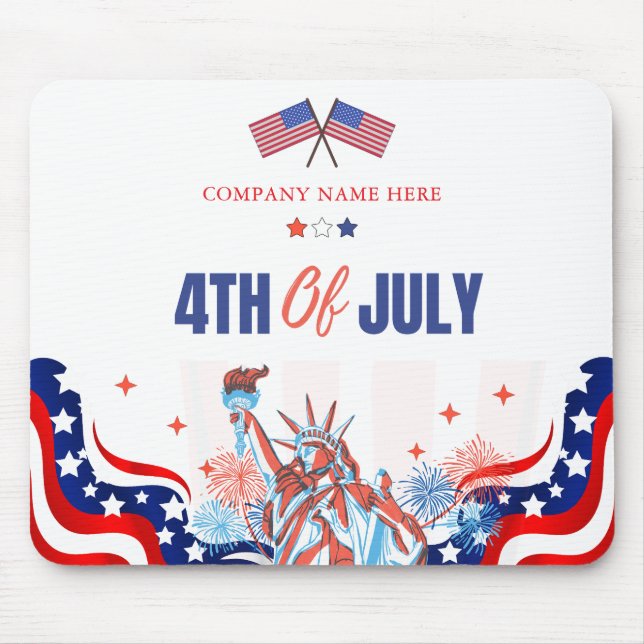 USA Flag Theme Custom 4th of July Business Mouse Pad (Front)