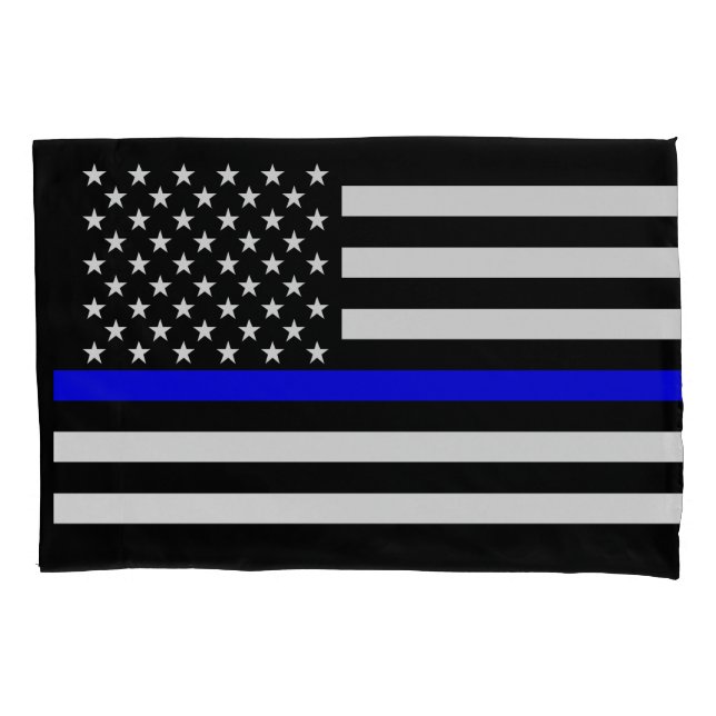 USA Flag Thin Blue Line Symbolic Memorial on a Pillowcase (Front)