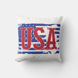 USA & Flag Throw Pillow