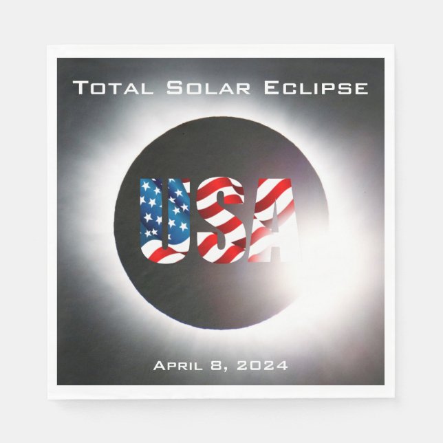 USA FLAG Total solar eclipse April 8, 2024 Napkin (Front)