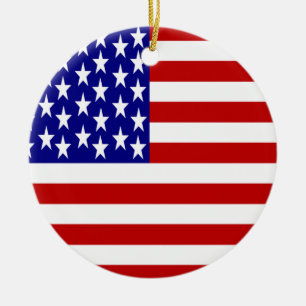 USA Flag Totally Printed Ceramic Ornament