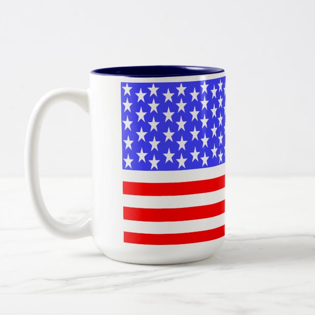 USA Flag Totally Printed Two-Tone Coffee Mug (Left)
