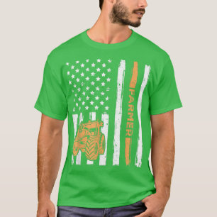 USA Flag Tractor Farmer Rancher Farming Agricultur T-Shirt