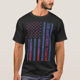 USA Flag Train Maintenance Technician T-Shirt