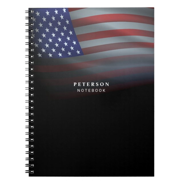USA Flag | Transparent Gradation | Black Notebook (Front)