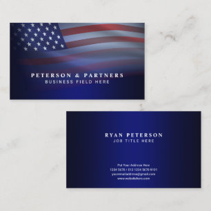 USA Flag Transparent Gradation Blue Business Card