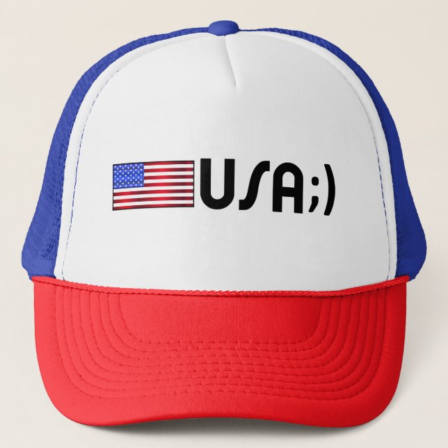 'USA ;) flag' Trucker Hat (Front)