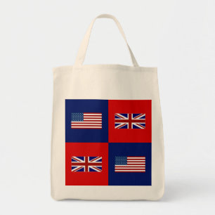 USA Flag & UK Flag Pattern Tote Bag