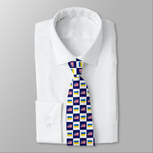 USA Flag & Ukraine Flag Pattern Tie