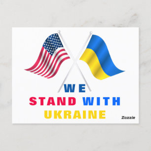 USA Flag - Ukrainian Flag - We Stand With Ukraine Postcard