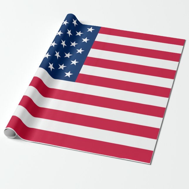 USA Flag - United States of America - Patriotic Wrapping Paper (Unrolled)