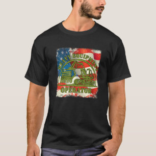 Usa Flag Us Heavy Equipment Excavator Operator  Vi T-Shirt