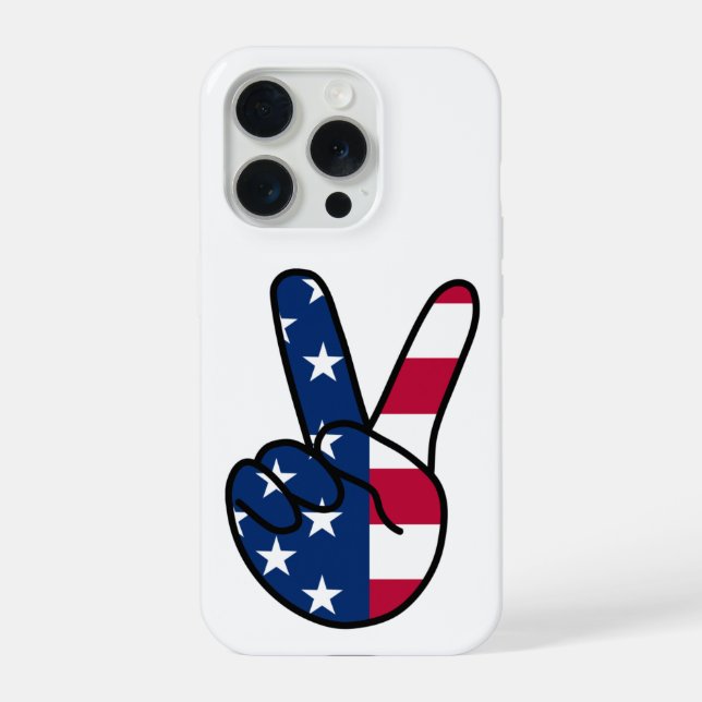 USA Flag V Sign iPhone Case (Back)