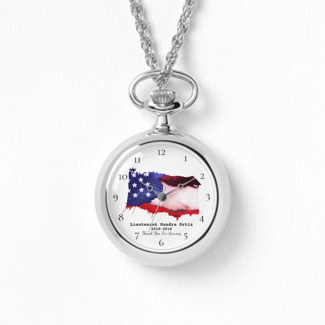 *~* USA Flag Veteran Military Red White Blue Watch (Front)