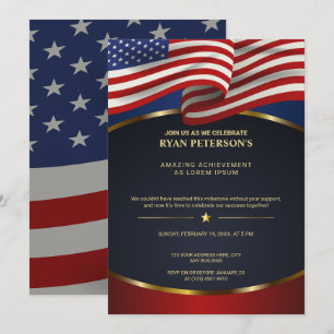 USA Flag Victory Promotion Achievement Black Invitation