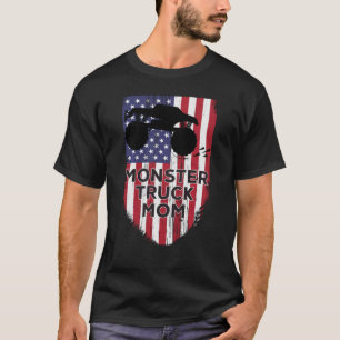 Usa Flag Vintage Monster Truck Mom Mothers T-Shirt