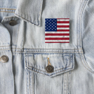 USA flag vintage red white blue America patriotic 2 Inch Square Button