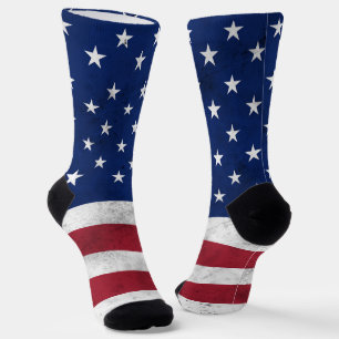 USA flag vintage red white blue America patriotic Socks