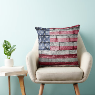 USA flag wall Throw Pillow