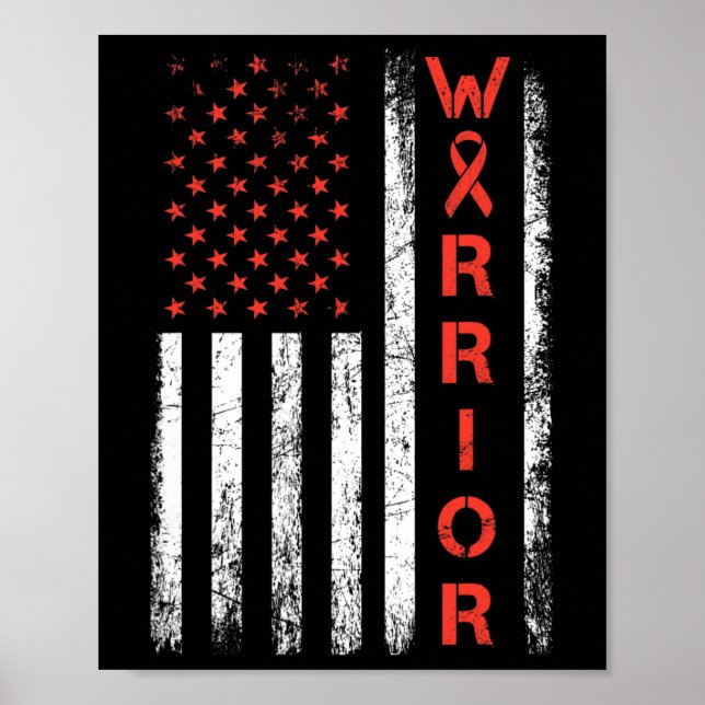 Usa Flag Warrior - Heart Disease Awareness 1  Poster (Front)