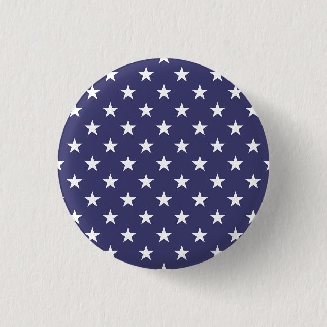 USA Flag White Stars on Flag Blue 1 Inch Round Button (Front)