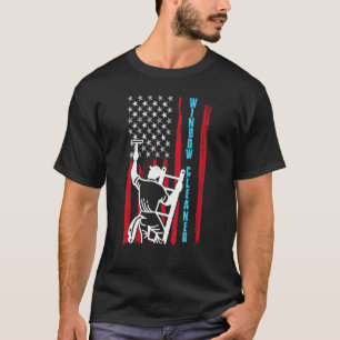 USA Flag Window Cleaner Outfit Window Washing Amer T-Shirt