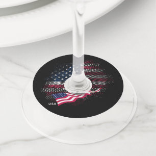 USA flag Wine Glass Tag