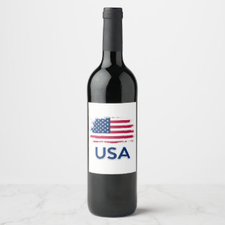 USA Flag  Wine Label