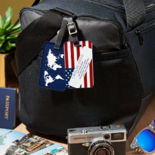 USA flag with address-label Luggage Tag