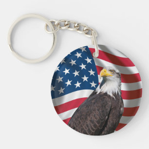 USA Flag with Bald Eagle Keychain