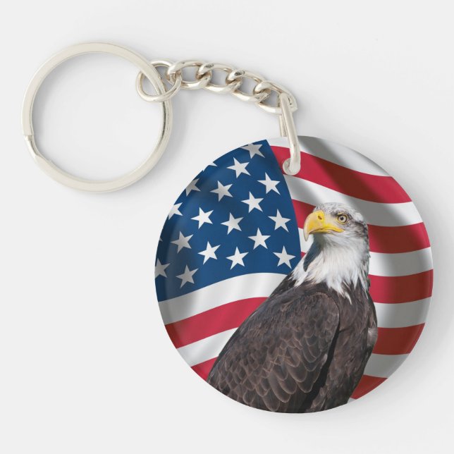 USA Flag with Bald Eagle Keychain (Front)