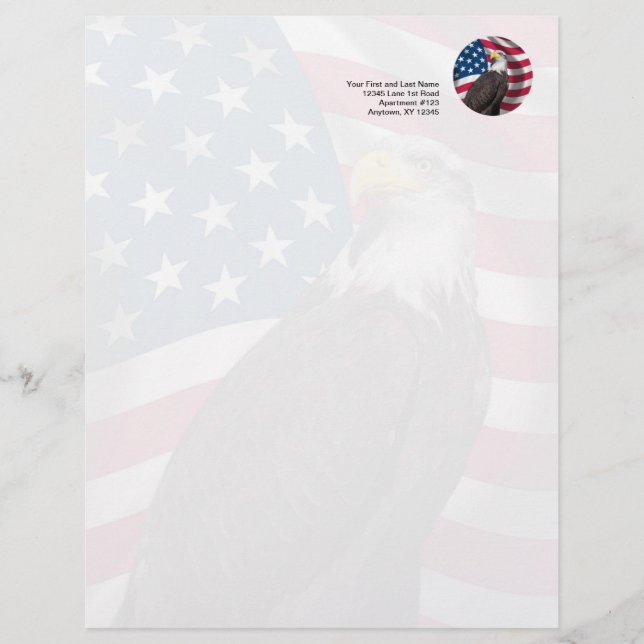 USA Flag with Bald Eagle Letterhead (Front)